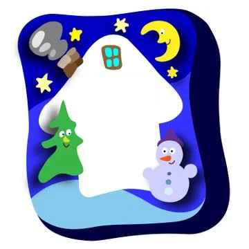 Decorated frame  with the house Stock Illustration