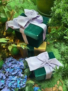 Decorated gift boxes Stock Photos