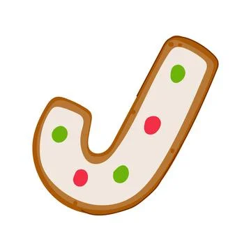 Decorated gingerbread candy cane cookie for christmas Stock Illustration