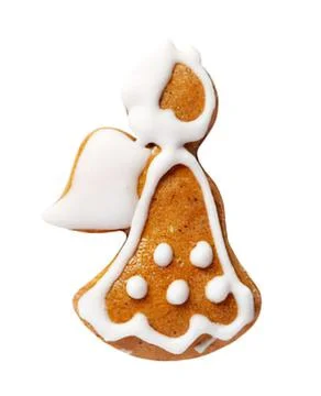 Decorated gingerbread cookie with white icing Fotos de archivo