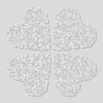 Decorated hearts Stock Illustration