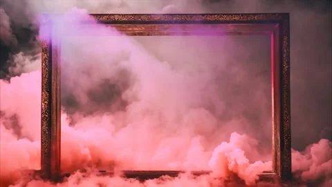 A decorated horizontal, rectangular frame with slowly moving smoke from dry.. Vídeos de archivo 273954638