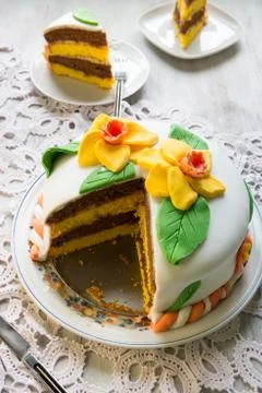 Decorated layer cake Stock Photos