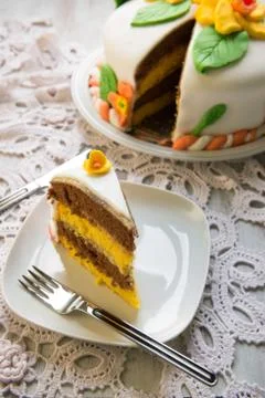Decorated layer cake Stock Photos