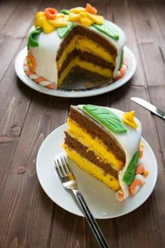 Decorated layer cake Stock Photos