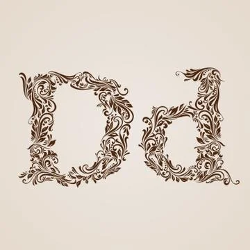 Decorated letter d Stock Illustration