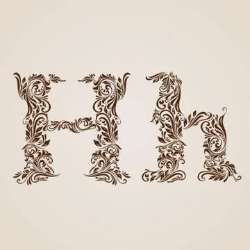 Decorated letter h Stock Illustration