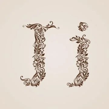 Decorated letter j Stock Illustration