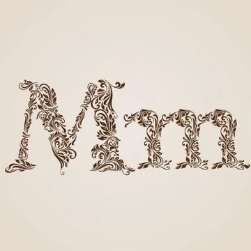 Decorated letter m Stock Illustration