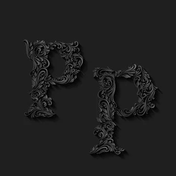 Decorated letter p Stock Illustration