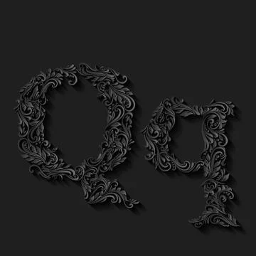 Decorated letter q Stock Illustration
