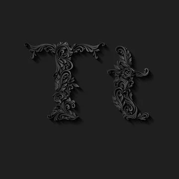 Decorated letter t Illustrazione stock