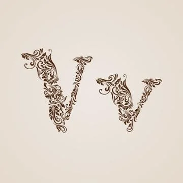 Decorated letter v Stock Illustration
