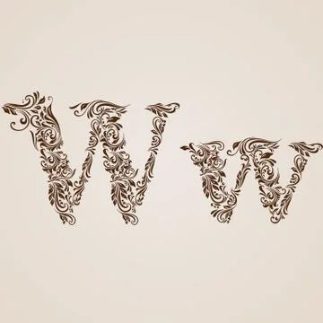 Decorated letter w Stock Illustration
