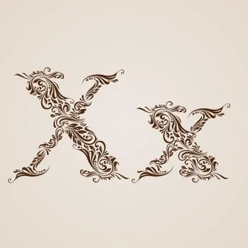 Decorated letter x Stock Illustration