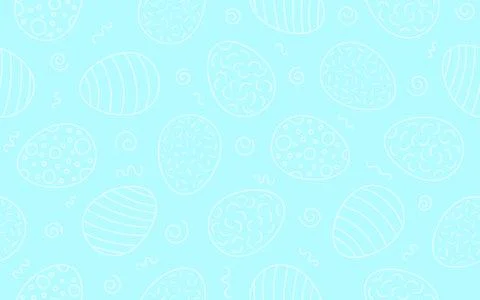 Decorated linear seamless pattern with Easter eggs. Egg in flat hand drawn style Illustrazione stock