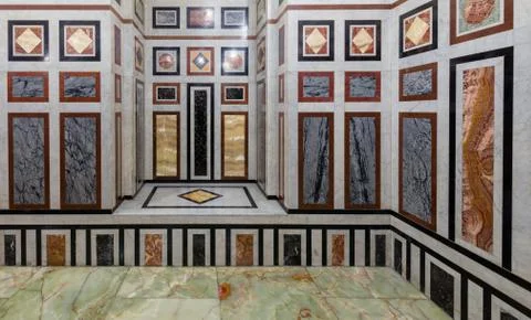 Decorated marble wall at al Refai Mosque, Cairo, Egypt Stock Photos