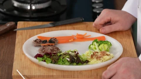 Decorated meatball plate Stock Footage 183557603