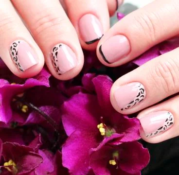 Decorated nails Stock Photos