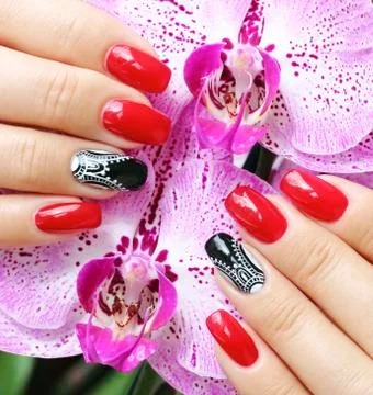 Decorated nails Stock Photos