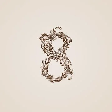 Decorated nine eight on beige Stock Illustration