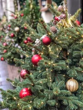 Decorated noel tree as a background Stock Photos