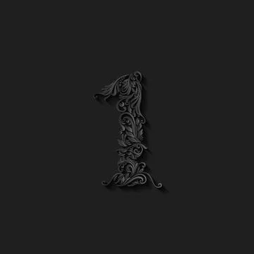 Decorated one digit Stock Illustration