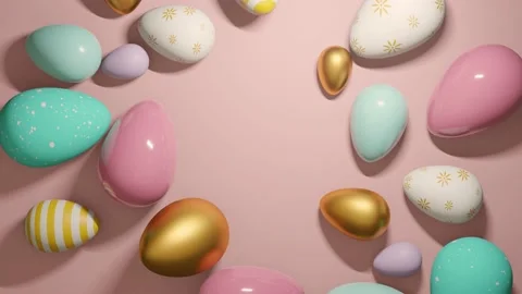 Decorated Pastel Easter Eggs Falling Stockbeeldmateriaal 234536585