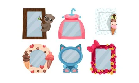Decorated Photo Frames Vector Collection. Kids Borders For Pictures Stockillustratie