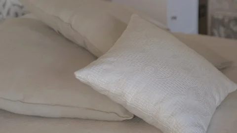 Decorated pillows close up Stock Footage 87860696