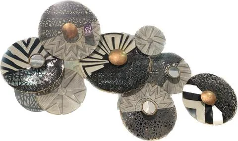 The decorated plates view on the wall Stock Photos
