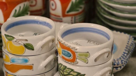 Decorated pottery plate Stock Footage 87131832