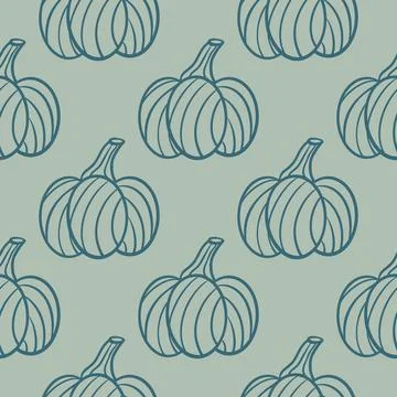Decorated pumpkins silhouette seamless pattern Stock Illustration