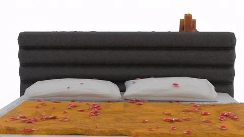 Decorated romantic bed with white background Stock Illustration