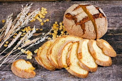 Decorated with round corn bread Stock Photos