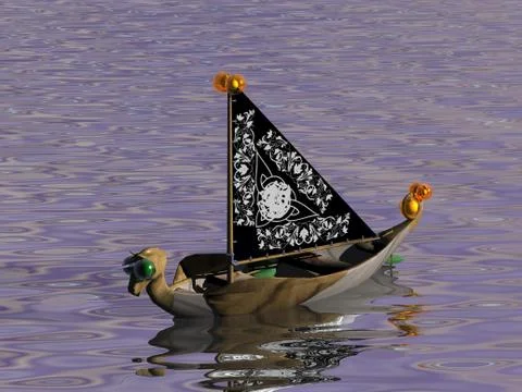Decorated rowboat with lantern Stock Illustration
