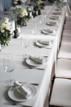 Decorated served table for wedding party or other event Stock Photos
