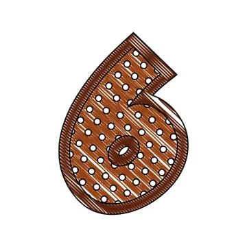 Decorated six number font figure creative image Stock Illustration