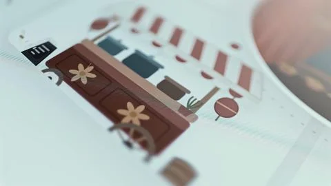 Decorated stage platform within technical planning schematic Foto stock