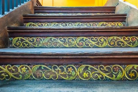 Decorated stairs inside the building Stock Photos