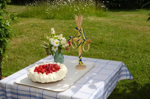 Decorated summer table Stock Photos