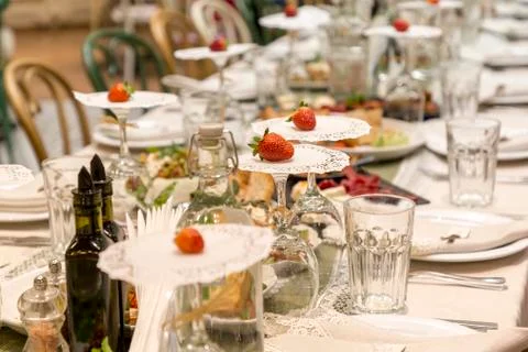 DECORATED TABLE CELEBRATION Stock Photos