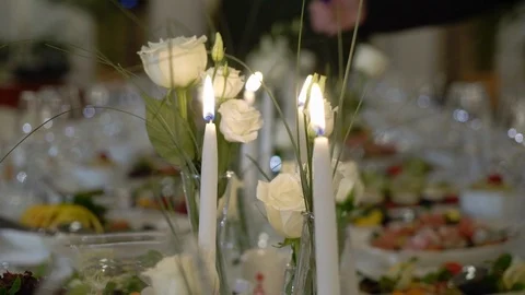 Decorated table on a gala dinner party or wedding celebration Stock Footage 102742108