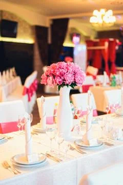 Decorated table in the restaurant Foto stock