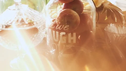 Decorated Table With Sweets At The Wedding. Apples. Video stock 108678482