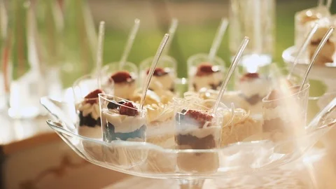 Decorated Table With Sweets At The Wedding. Stock-Footage 108585714