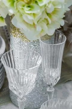 Decorated table with vase Stock Photos