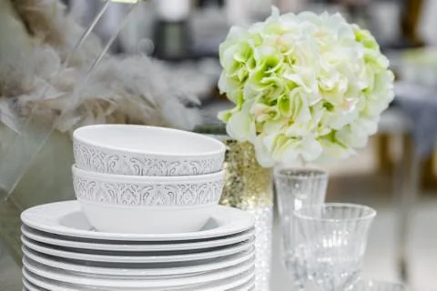 Decorated table with vase Stock Photos