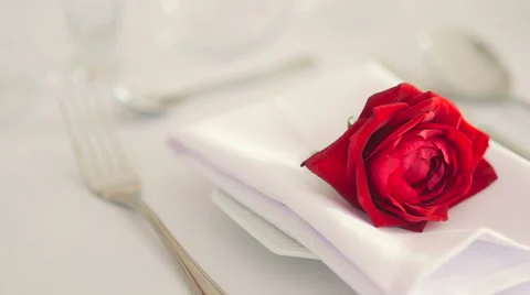 Decorated table for a wedding dinner Stock Footage 64521795