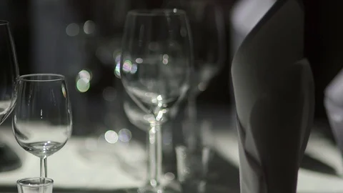 Decorated table for a wedding dinner Stock Footage 69784591